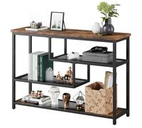 ZoomBuggy Table Console étroite 100cm, 4 Niveaux Rangement pour Entrée | Table console 100cm 4 niveaux, étagères de rangement en verre, cadre en métal, design étroit gain de place, rangement entrée