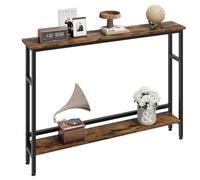ZoomBuggy Table Console Étroite 100x15x79cm, Table d'Entrée Ultra-Fine avec Étagère Réglable, Table De Canapé Peu Encombrante pour Couloir, Salon, Entrée, Style Campagne Industriel, Gris Et Noir