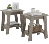 ZoomBuggy Table d'Appoint De Style Campagnard Moderne, Table d’Extrémité, à Deux Niveaux avec étagère, Adaptée Aux Petits Espaces, Parfaite pour l'Entrée, Le Salon Et La Chambre, Assemblage Simple