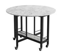 ZoomBuggy Table de Salle à Manger Ronde Pliante 100 cm | Roulettes Verrouillables, Structure Acier et Panneau de Particules, Gain de Place pour Petits Espaces, 4 à 6 Personnes