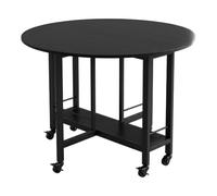 ZoomBuggy Table de Salle à Manger Ronde Pliante 100 cm | Roulettes Verrouillables, Structure Acier et Panneau de Particules, Gain de Place pour Petits Espaces, 4 à 6 Personnes