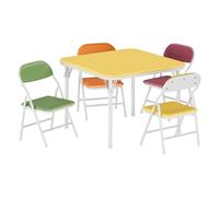 ZoomBuggy Table Enfant avec 4 Chaise et Pliable, Ensemble de Table pour Enfants Table et Chaises pour Chambre d'enfant, Rembourrées pour Salle à Manger, Garderie,Salle de rèch et