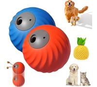 Zoomie Buddy 2.0, 2 in 1 Interactive Dog Balls & Pet Feeder, Dog Track Food Leaking Ball, USB Rechargeable,Two Modes,for Small/Medium Dogs, with Fruit Plush Cover (Orange*Blue,Pineapple)