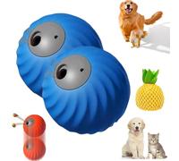 Zoomie Buddy 2.0, 2 in 1 Interactive Dog Balls & Pet Feeder, Dog Track Food Leaking Ball, USB Rechargeable,Two Modes,for Small/Medium Dogs, with Fruit Plush Cover (2-PCS Blue,Pineapple)