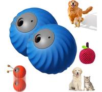 Zoomie Buddy 2.0, 2 in 1 Interactive Dog Balls & Pet Feeder, Dog Track Food Leaking Ball, USB Rechargeable,Two Modes,for Small/Medium Dogs, with Fruit Plush Cover (2-PCS Blue,Lychee)