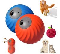 Zoomie Buddy 2.0, 2 in 1 Interactive Dog Balls & Pet Feeder, Dog Track Food Leaking Ball, USB Rechargeable,Two Modes,for Small/Medium Dogs, with Fruit Plush Cover (Orange*Blue,Lychee)