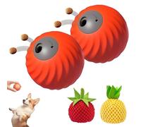 Zoomie Buddy 2.0 - Zoomie Buddy for Dogs, 2-in-1 Automatic Pet Rolling Feeding Bal, USB-C Rechargeable with 3 Fruit Plush Covers, Toy for Small/Medium Dogs (Orange*2)
