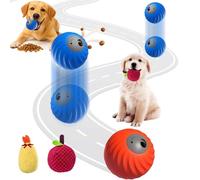 Zoomiebuddy 2.0, Barkzys Zoomiebuddy 2.0, balles et mangeoire interactive 2 en 1 pour chien, jouet Chase Buddy - Balle d'alimentation roulante bleue avec housse en peluche à fruits pour chiens et