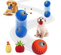 Zoomiebuddy 2.0, Barkzys Zoomiebuddy 2.0, balles et mangeoire interactive 2 en 1 pour chien, jouet Chase Buddy - Balle d'alimentation roulante bleue avec housse en peluche à fruits pour chats et