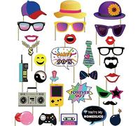 ZOOMIL 90s Photo Booth Props, 90 's Photobooth kit Fête 30pcs, pour Fête des années 90 Throwback Party Theme Photo Booth Props Decorations