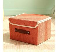 Zoomlie Boîtes de rangement tissu de coton de stockage Poubelle Panier de rangement avec couvercle vêtements Conteneur couverture pour livres Jouets DVD Art et artisanat