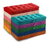 Zoomlie Coussin de Banc | Coussin de Meuble en Velours Pouf de 10 cm/4" Tufté pour Intérieur | Coussin de Sol et de Baie Vitrée en Tissu Français avec Poignée (Crème, 90 * 50 * 10 cm)