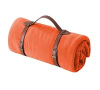 Zoomlie Couverture de yoga chaude en polaire 100 x 150 cm pour la maison, les loisirs, le camping, le travail, la pause déjeuner (orange, 100 x 150 cm)