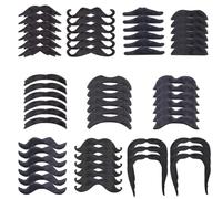 ZOOMPIL 60pcs Fausses Moustaches, Moustaches Auto-Adhésives de Nouveauté, Kit de Fausses Barbes Adhésives pour Fête Masquée, Fête d'anniversaire, Déguisement et Spectacle