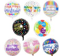 ZOOMPIL 8 Pièces transparent Ballons en Aluminium Joyeux Anniversaire, Joyeux Anniversaire Ballons, D'anniversaire ballon aluminium pour Décorations De Fête D'anniversaire