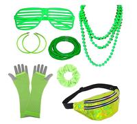 ZOOMPIL 80 Accessoire Femme Fluo, 20pcs Déguisement Année 80 Accessoire Femme, 80 Femme Accessoires Set, pour Annees 80 Costume Vetement Fête Rétro Néon Femme (vert)