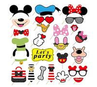 ZOOMPIL Accessoires De Photomaton souris, Enfant Photobooth Kit 25 Pièces, Accessoires de photomaton de fête, thème de la souris animale Selfie fournitures décoration de fond de photographie