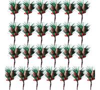 ZOOMPIL Aiguilles de Pin de Noël Baies, Pin Baies de Noël Décoratives, Branches de Baies de Pin Houx Pin, Branches de Pommes de Pin Artificielles pour Décoration Artisanat de Noël