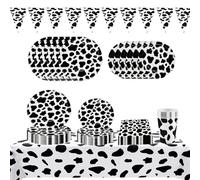 ZOOMPIL Assiettes En Papier Imprimé Vache, Animaux de la Ferme Vaisselle, 82pcs de Fournitures de Fête à Imprimé de Vache pour des Gamins Anniversaire Douche de Bébéde, pour 20 invités