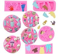 ZOOMPIL Bébé Moules à Fondant en Silicone 8 pièces, 3D Bébé Vêtements Moule, pour De Cuisson En Silicone Outils De Décoration (Rose)