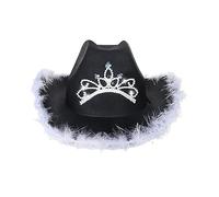 ZOOMPIL Chapeau de Cowgirl, Chapeau de Cowboy à Plumes Duveteuses, Chapeau de Cowboy pour Bachelorette, Jeu Costume Accessoire, soirée à thème ou Habiller Les Filles (Noir)