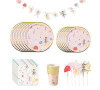 ZOOMPIL Ensemble Vaisselle Fée fête, Fée Decoration Anniversaire Vaisselle, Décorations Fairy, pour Les Fêtes, Mariages, Anniversaire, Baby Shower (10 invités)