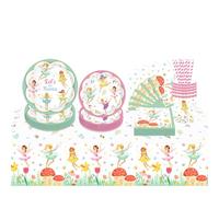 ZOOMPIL Fée Decoration Anniversaire Vaisselle, Ensemble Vaisselle Fée fête, 70 pièces decoration anniversaire fille, pour Les Fêtes, Mariages, Baby Shower (8 invités)