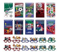 ZOOMPIL Kit de Football Anniversaire, Mini-carnets pour la Coupe du Monde 2026, avec Montures de lunettes en Papier, Jouets Kit Enfants Fête Football pour Party