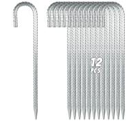 ZOOMPIL Lot de 12 Piquet de Tente Galvanisé, Piquets de Sol en Forme de J, Résistant Piquet Fixation Sol pour Tente de Camping Balançoire Auvents de Trampoline