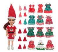 ZOOMPIL Lot de 13 Mini Elfes de Noël Vêtements et Accessoires de Poupée, Robes et Chapeaux sur Le Thème de Noël, Excellent Ajout à l'Ensemble de Poupée, Cadeau d'Enfants