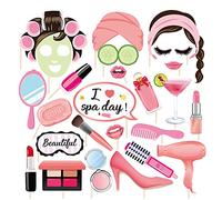 ZOOMPIL Lot de 25 accessoires de photomaton de spa, accessoires de selfie pour femmes et filles, fournitures de fête d'anniversaire amusantes, décorations de fête sur le thème de la beauté