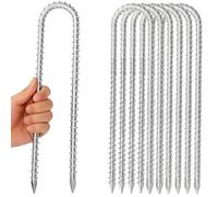 ZOOMPIL Lot de 6 Piquet de Tente Galvanisé, Piquets de Sol en Forme de U, Résistant Piquet Fixation Sol pour Tente de Camping Balançoire Auvents de Trampoline