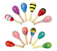 ZOOMPIL Maracas à bois Naturel, 12pcs Bois Maracas, Jouet Éducatif Instrument Musical pour Enfants, Pour La Catégorie Musique Party Enfants Jeux (Couleur aléatoire)
