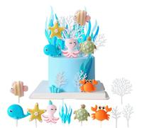 ZOOMPIL Monde Sous-marin Cake Toppers, La vie marine Anniversaire Gâteau Toppers, 11pcs Animaux Océan Décorations de Gâteaux, Pour enfants sous la mer Ocean Sea World Thème anniversaire
