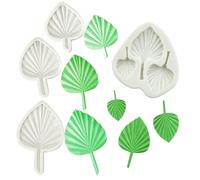 ZOOMPIL Moule en silicone Feuille, Lot de 4 Moules en Silicone en Forme de Feuille de Palmier, avec Feuilles en éventail pour Chocolat, Gelée, Gâteau et Desserts