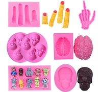 ZOOMPIL Moule Tête de Mort en Silicone, Moule à gâteau Halloween en Silicone, pour DIY, Gelée, Chocolat, Décoration Gâteau (6 Pièces)