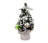 ZOOMPIL Sapin de Noël de Table,20 cm Mini Sapin de Noël Artificiel avec des Boules de Noël colorées et Ornements,Petit Arbre de Noël pour Table,pour Décoration de la Maison Noël (Argent)
