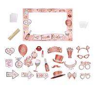 ZOOMPIL Team Bride Accessoire Photo Booth, 25 Pièces Accessoires Photobooth Mariage Rose, Masquerade pour Décoration Mariage Wedding Bridal Shower Photobooth Props