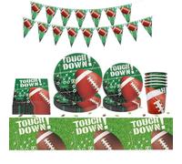 ZOOMPIL Vaisselle de Football Américaines, 70pcs Rugby Vaisselle Décoration, Comprend Des Assiettes, Tasses, Serviettes, Nappes, Un Drapeau, Soirée de Football Birthday Party pour 16 invités
