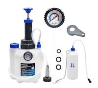 Zoomtools Kit de Purge de Frein Manuel 3L, Outil de vidange et Remplacement de Liquide de Frein, réservoir de Collecte 1L Inclus + adaptateurs pour véhicules Automobiles (1 Adaptateur)