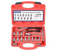 Zoomtools Lot de 17 coupe-sièges d'injecteur diesel, kit de nettoyage de siège d'injecteur, outil de nettoyage de sièges d'injecteur, outil de nettoyage de carbone