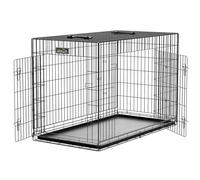 zoomundo XL Cage Pliante en Métal L 107 x L 69 x H 75,5 cm avec 2 Portes pour Chien Cage Box de Transport Animaux Chiots Pliable - Édition Noire