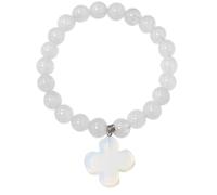 Zoonvii Bracelet en quartz rose, bracelet en quartz rose, bracelet porte-bonheur pour femme, cadeau avec carte de vœux et coffret cadeau, idéal pour un anniversaire (Blanc)