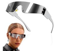 Zoonvii Lunettes de Soleil Futuristes Argentées,Lunette Futuriste,Alien Lunettes Set, Lunettes Spatiales,Fête Lunettes Lunette,Lunettes d'Halloween,Jeu de Rôle