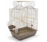 ZooPaul Cage à oiseaux Emma Cabrio de qualité supérieure - 72 x 54 x 38 cm - Mocca - Pour perruches, canaris - Toit ouvert