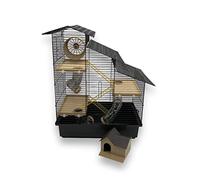 ZooPaul Cage XXL pour hamster avec accessoires, noir, beige, souris, rongeurs, château, escalier, système de tunnel