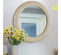 ZOOPH Miroir de Salle Bain, Miroir Mural Vintage avec Cadre en Bois doré, Grand décoratif Suspendu for, Chambre ou Coiffeuse - 60 cm (23,6 Pouces) Décoration Murale(Gold,1L x 1W cm)