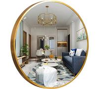ZOOPH Miroir de Salle Bain, Miroir Rond doré - Mural Circulaire avec Cadre en Aluminium brossé courtoisie Moderne for, Salon, Chambre à Coucher, entrée (70 cm)(70cm)
