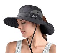 ZOORON Chapeau de soleil safari pour queue de cheval pour femme, chapeau cloche à large bord avec protection UV, chapeau pliable pour la plage, l'été, la pêche, 1-Gris, 6 3/4/6 7/8