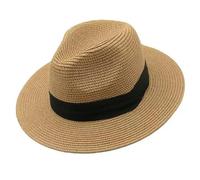 ZOOWMRALK Chapeau de Soleil, Chapeau Paille, Plage, nœud Papillon, Bord Rugueux, Dessus Plat for Femmes, Vacances d'été, Style Japonais hawaïen(Khaki)
